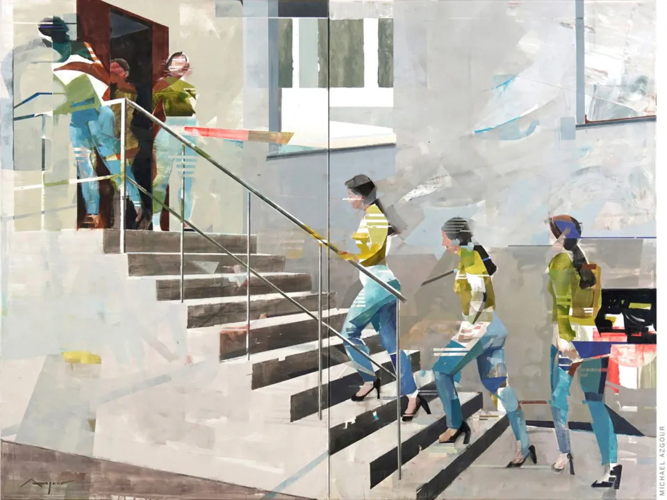 Incredible contemporary painting by artist, Michael Azgour, titled de la Rosa II, 2019