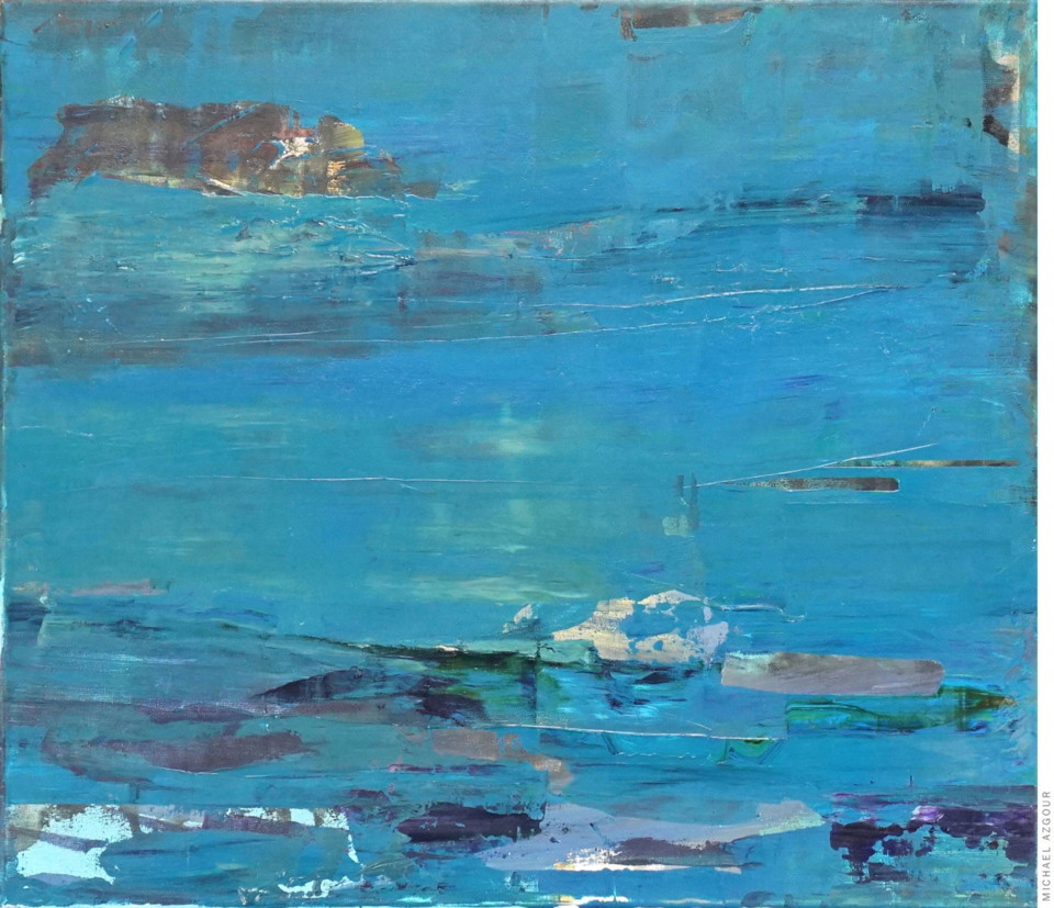 Contemporary abstract painting titled Night Swimming Azgour by Californian artist Michael Azgour