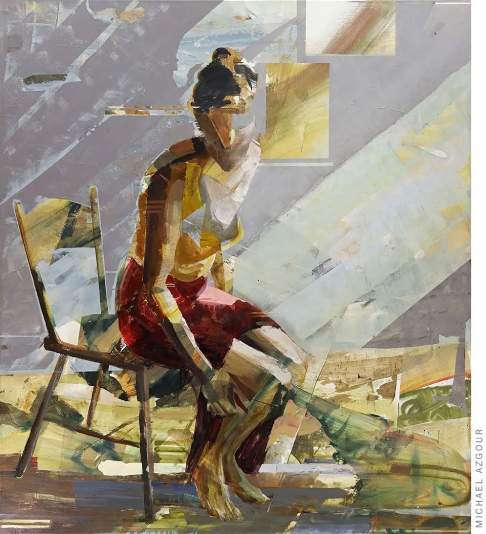 Original painting titled Gabriela Rising. Contemporary artwork by artist Michael Azgour.