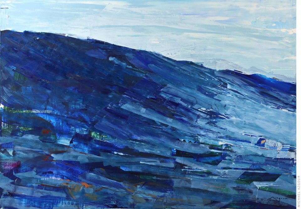 Contemporary painting by artist Michael Azgour, depicting ocean wave with attractive vibrant color titled Wave 7