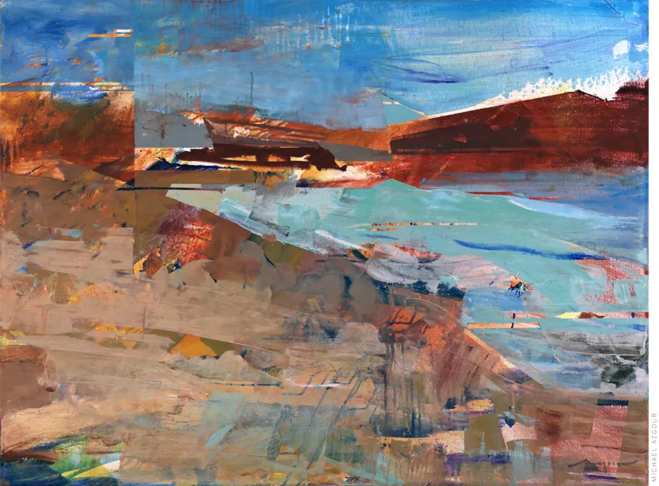 Abstract landscape scenery painting by contemporary artist, Michael Azgour, titled Coast.