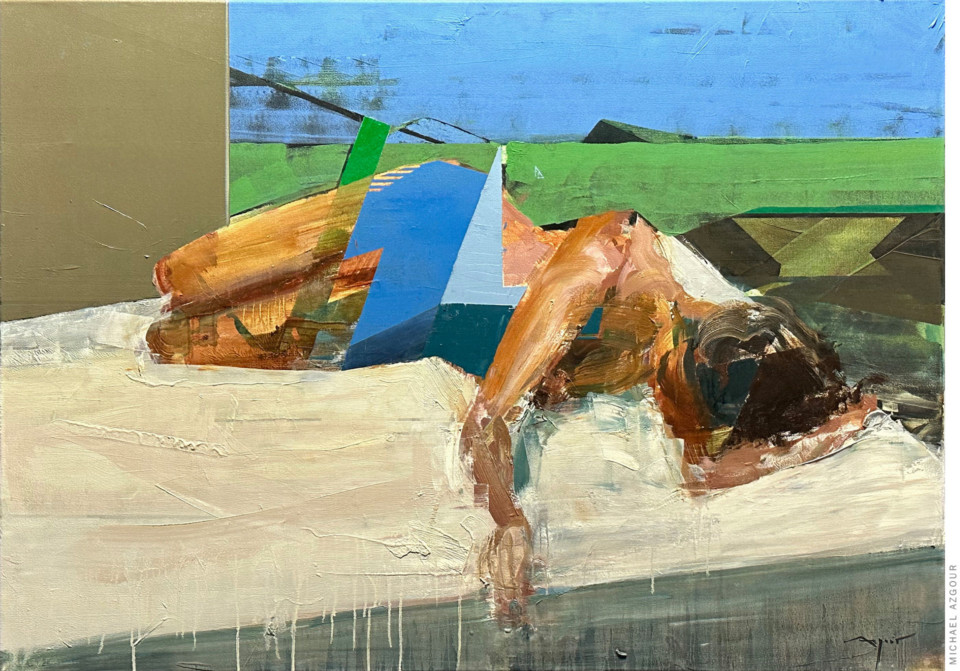 Contemporary figurative painting titled Ramona Street. Original painting by contemporary artist Michael Azgour